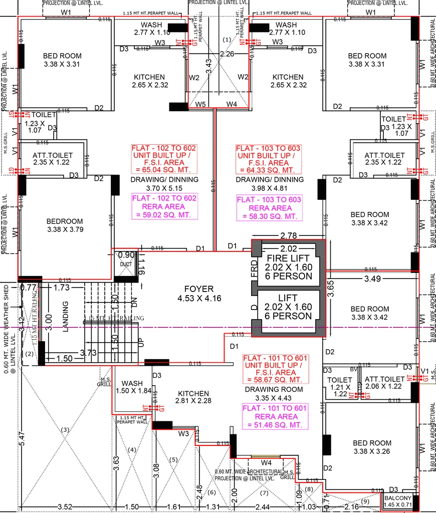 Floor Plan of Ambica Uttam Appartment in Maninagar, Ahmedabad - Image 407140