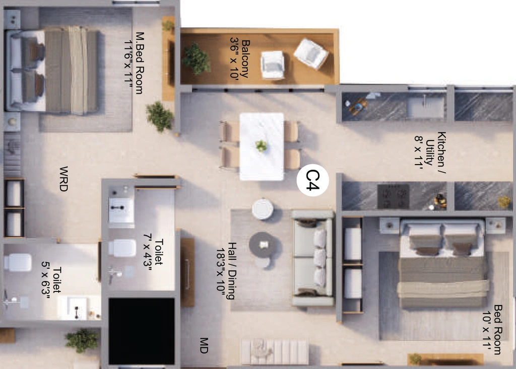 2 BHK Flat in RR Milir in Race Course, Coimbatore - Image 919897