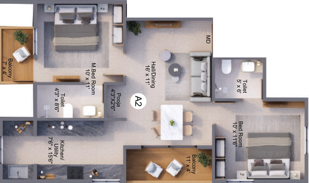 2 BHK Flat in RR Milir in Race Course, Coimbatore - Image 919899