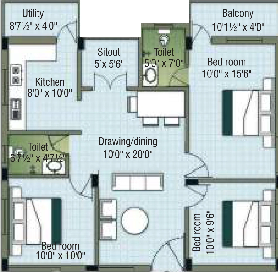 3 BHK Flat in RR Kaliru in Nanjundapuram, Coimbatore - Image 919906