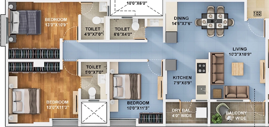 3 BHK Flat in Parmeshwari Vrindavan in Warje, Pune - Image 919927