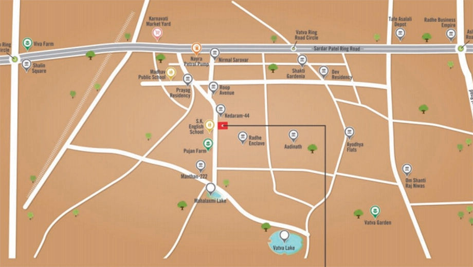 Location of Sharnam Pushpam Elegance in Vatva, Ahmedabad - Image 407214