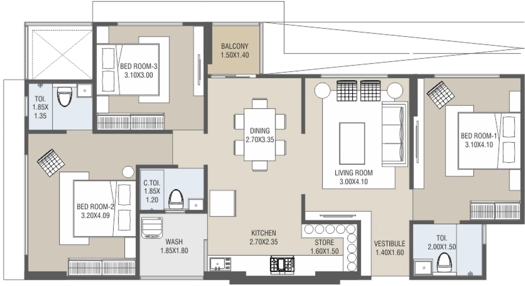 3 BHK Flat in Saral Sparsh Arham in Vasna, Ahmedabad - Image 919936