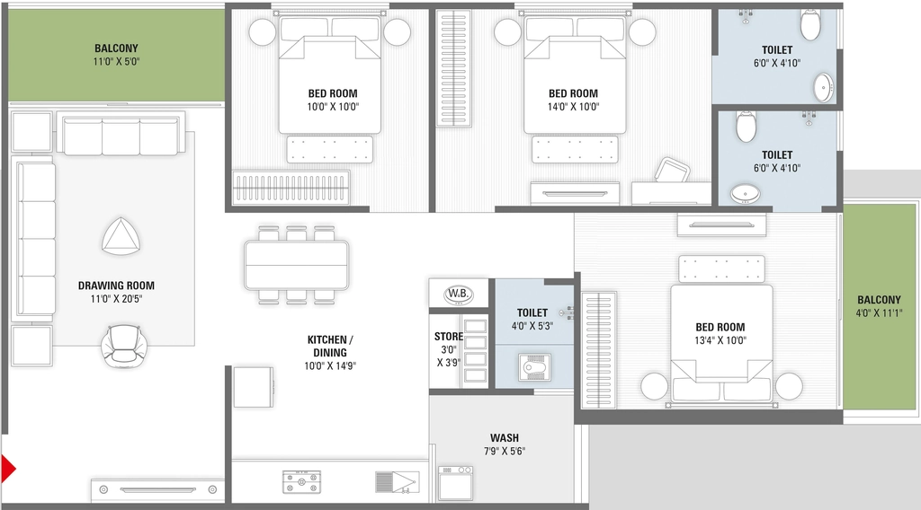 3 BHK Flat in Shiv Swagatam Elenza in Hanspura, Ahmedabad - Image 919946