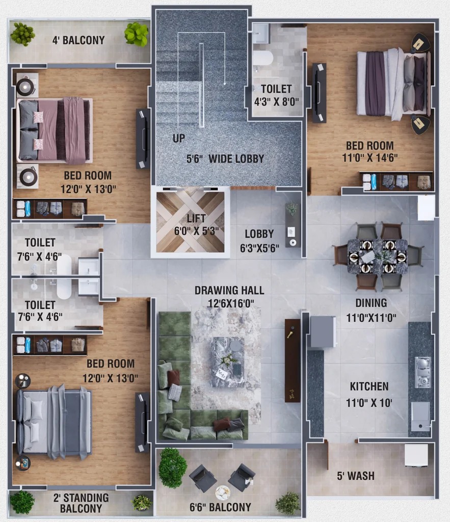3 BHK Flat in Infinity Dreams in Bajaj Nagar, Nagpur - Image 919964