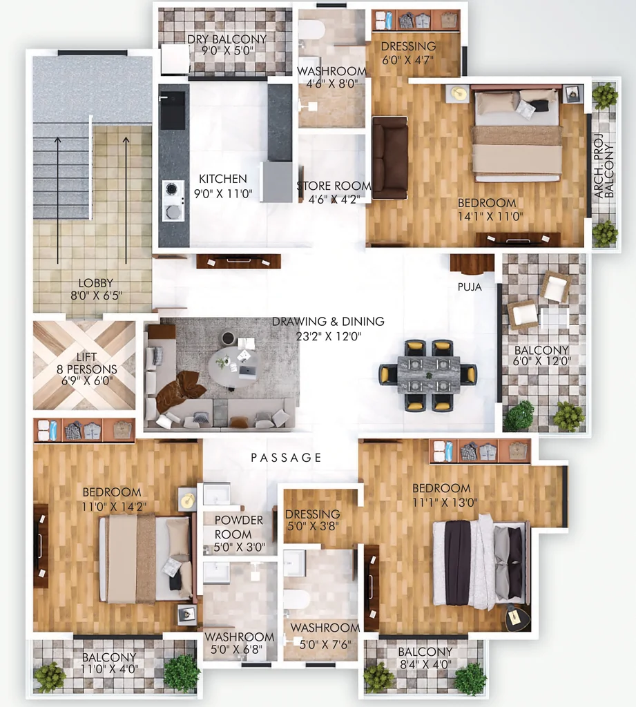 3 BHK Builder Floor in Infinity Ekvira in Pande Layout, Nagpur - Image 919966