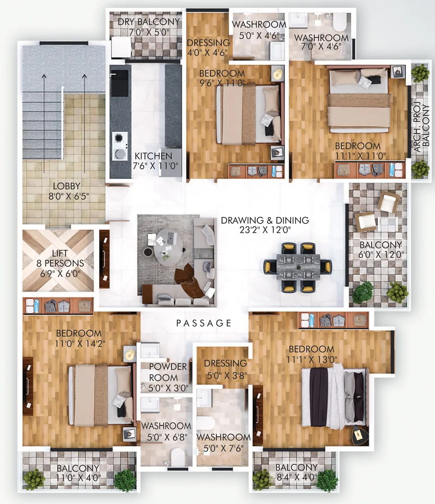4 BHK Flat in Infinity Ekvira in Pande Layout, Nagpur - Image 919967