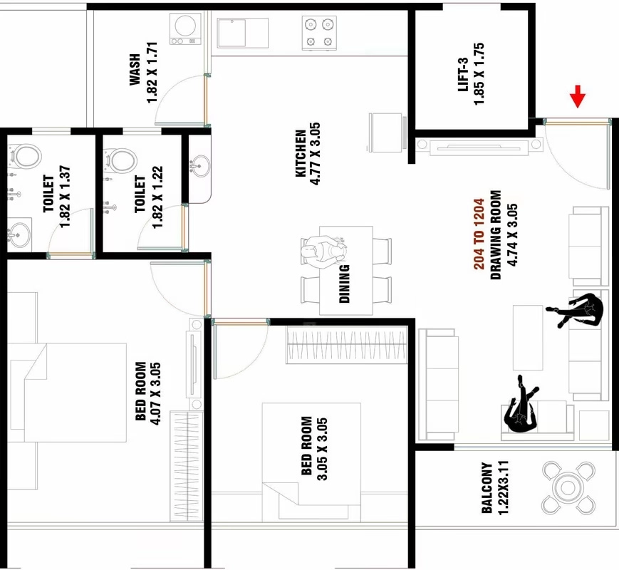 2 BHK Flat in Shree Keshavam Heights in Nana Chiloda, Ahmedabad - Image 919968