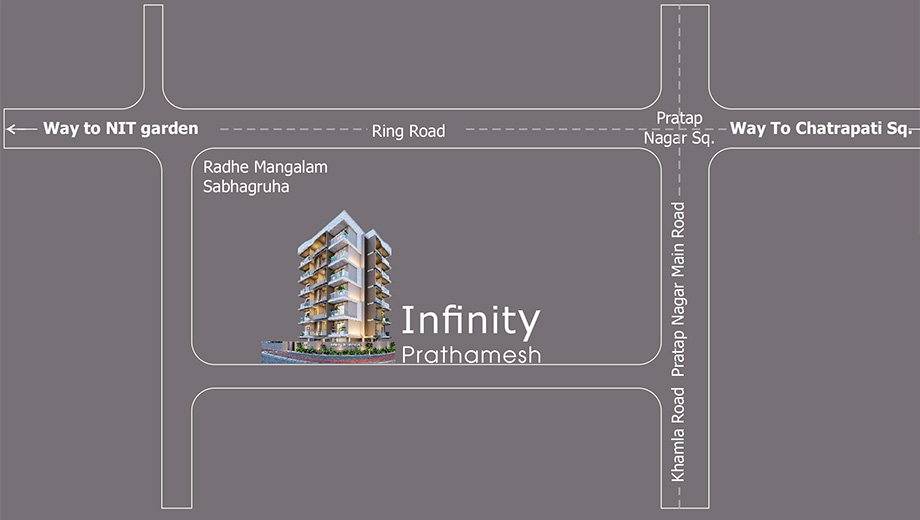 Location of Infinity Prathamesh in Pratap Nagar, Nagpur - Image 407377