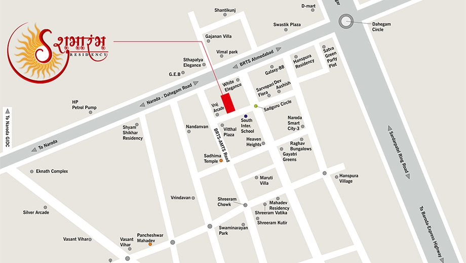 Location of Shubharambh Residency in Hanspura, Ahmedabad - Image 407405