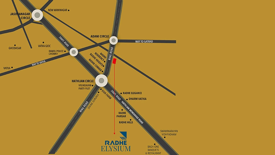 Location of Commercial Radhe Elysium in Hathijan, Ahmedabad - Image 407471
