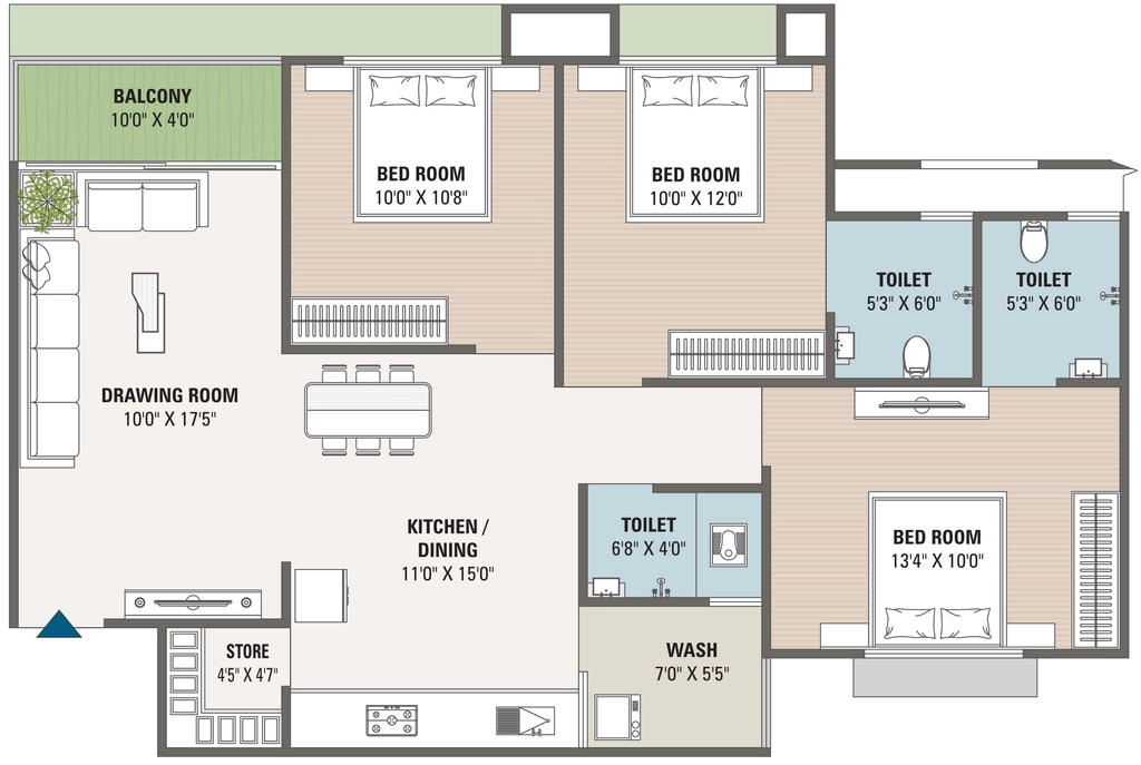 3 BHK Flat in Shree Divine Elegance in Vinzol, Ahmedabad - Image 920039