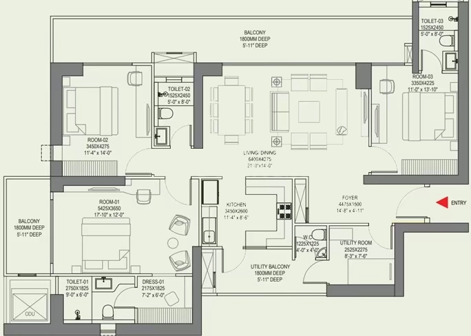 3 BHK Flat in Godrej Alira in Sector 39, Gurgaon - Image 920040