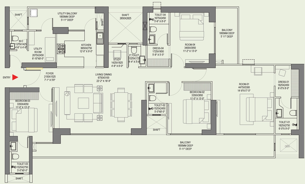 4 BHK Flat in Godrej Alira in Sector 39, Gurgaon - Image 920043