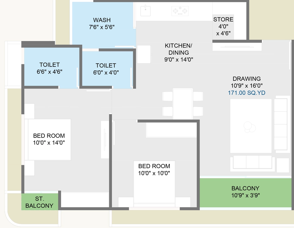 2 BHK Flat in Vincitore The Crest in Hathijan, Ahmedabad - Image 920053