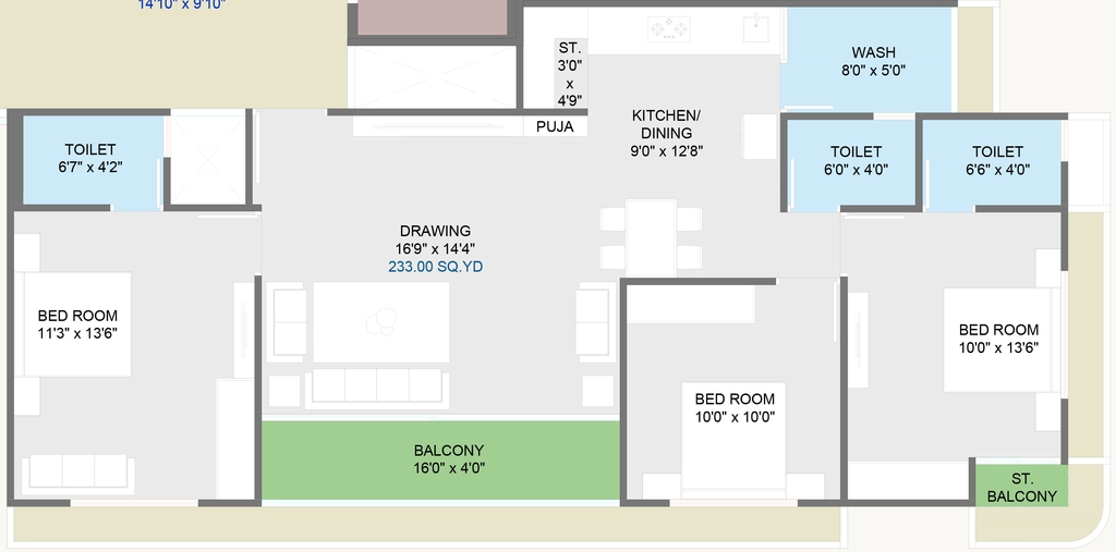3 BHK Flat in Vincitore The Crest in Hathijan, Ahmedabad - Image 920056