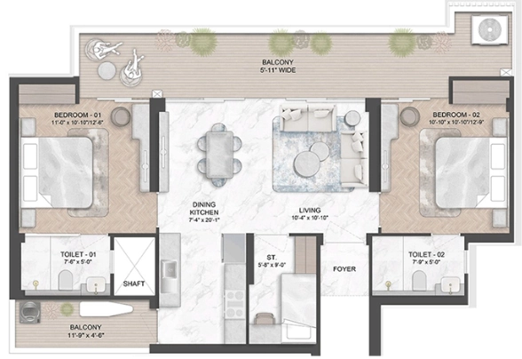 2 BHK Flat in Smart World Natures Court in Manesar, Gurgaon - Image 920060