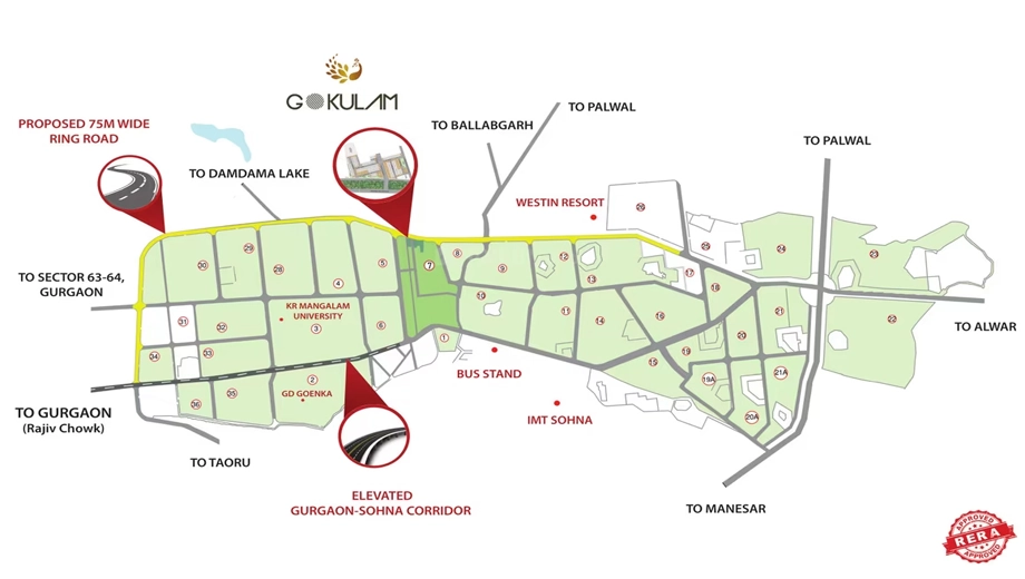 Location of NB Gokulam The Sanctuary in Sohna Road, Gurgaon - Image 407591