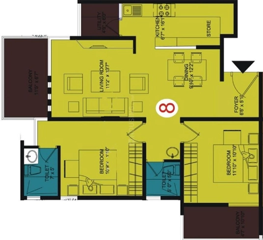 2 BHK Flat in Niranjan Genesis in Akshayanagar, Bangalore - Image 920075