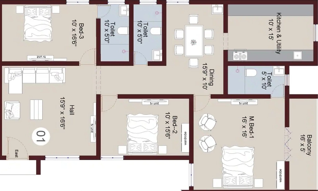3 BHK Flat in Sree Dakshas Nefeli in Kalapatti, Coimbatore - Image 920090