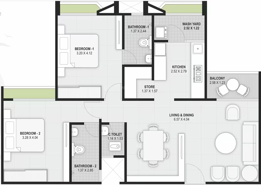 2 BHK Flat in AK Blue Ocean in Makarba, Ahmedabad - Image 920095