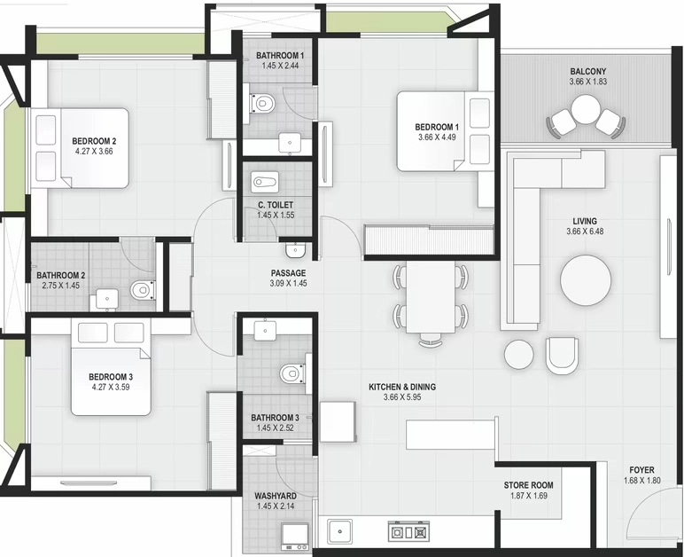 3 BHK Flat in AK Blue Ocean in Makarba, Ahmedabad - Image 920096