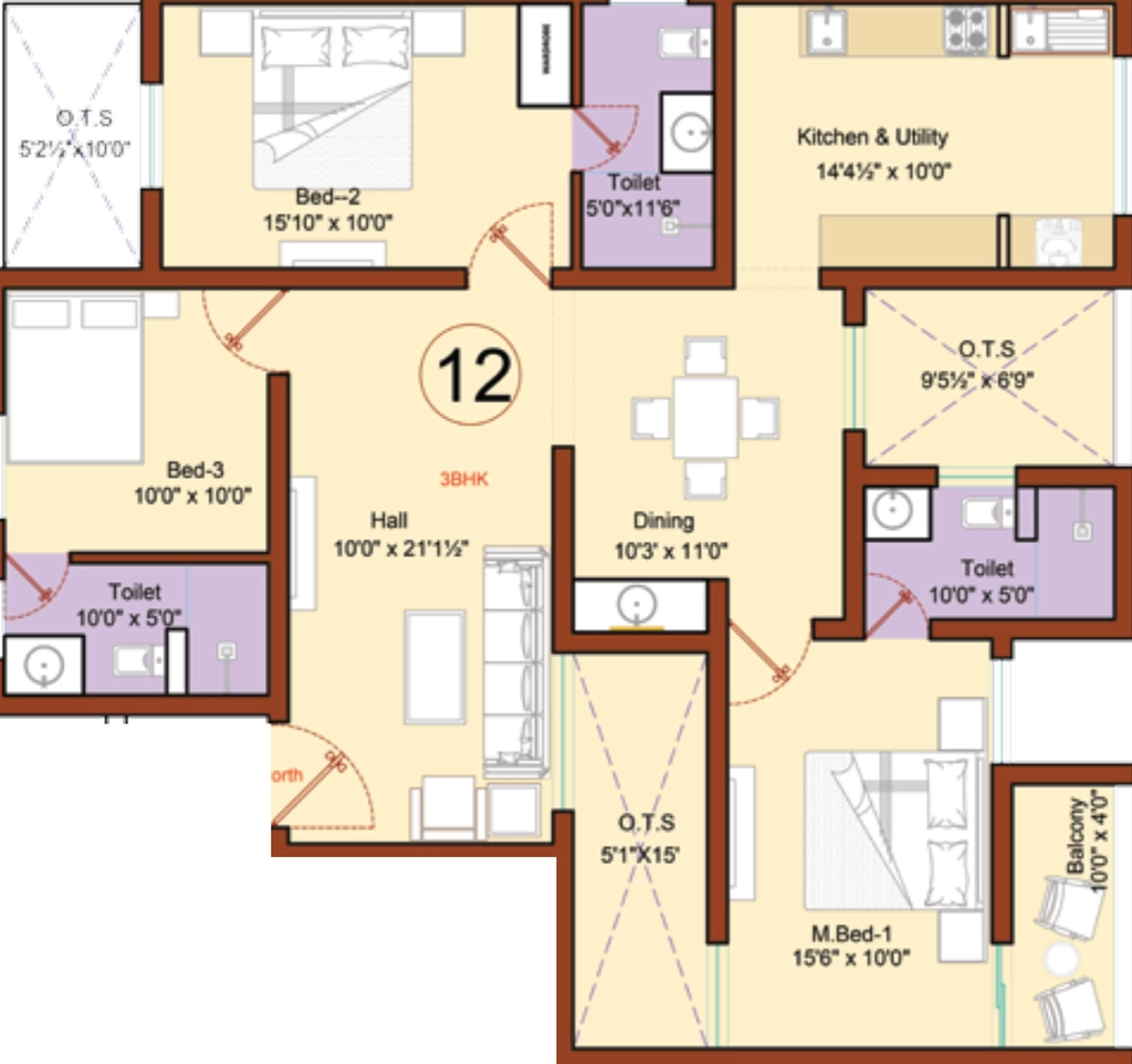 3 BHK Flat in Sree Dakshas Diora in Thudiyalur, Coimbatore - Image 920109