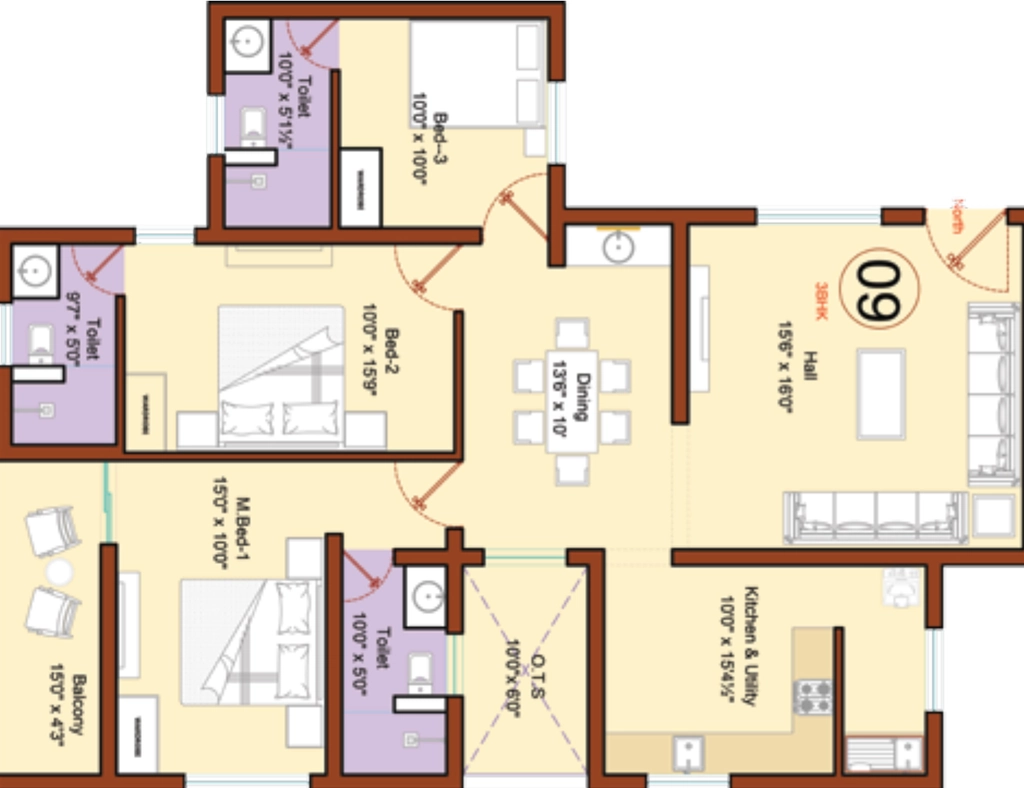 3 BHK Flat in Sree Dakshas Diora in Thudiyalur, Coimbatore - Image 920110