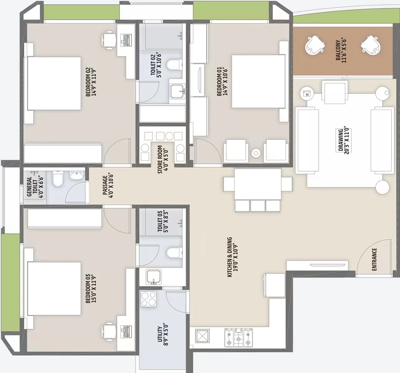 3 BHK Flat in Krupa Ocean in Ambawadi, Ahmedabad - Image 920147