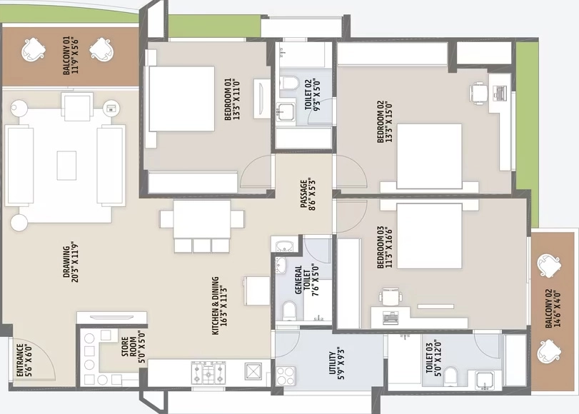 3 BHK Flat in Krupa Ocean in Ambawadi, Ahmedabad - Image 920149