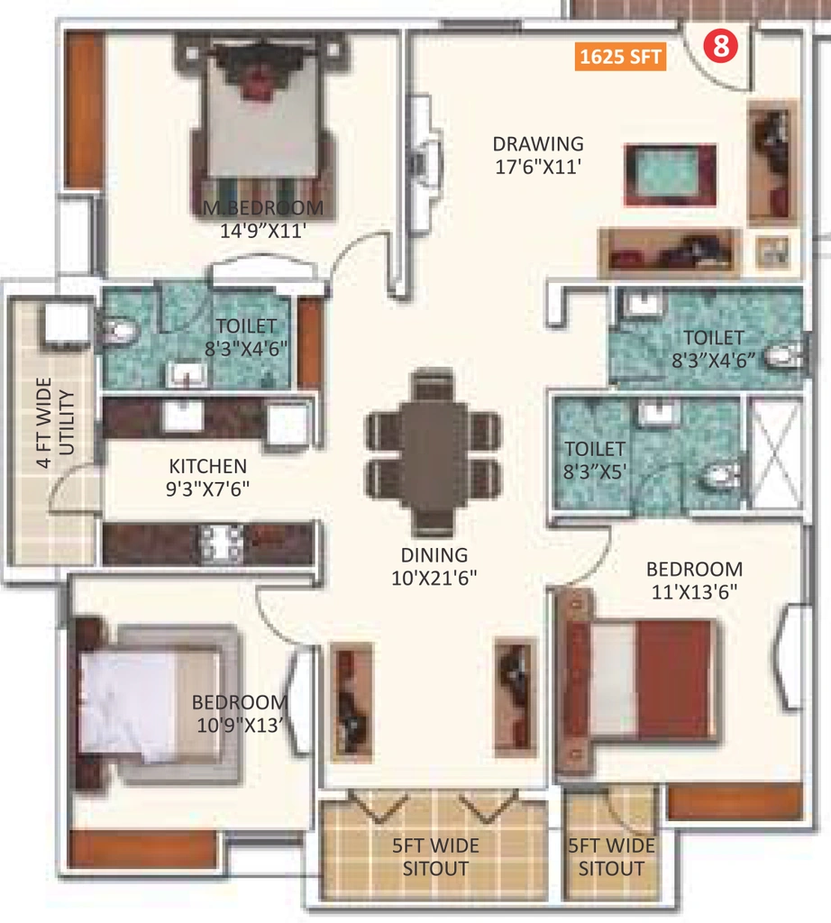 3 BHK Flat in Saroj Dynasty in Bellandur, Bangalore - Image 920191