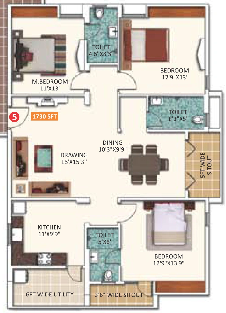 3 BHK Flat in Saroj Dynasty in Bellandur, Bangalore - Image 920192
