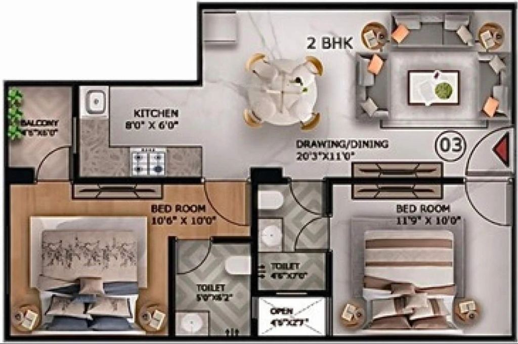 2 BHK Flat in Capital Hometech Pride 2 in Sector 74, Noida - Image 920202