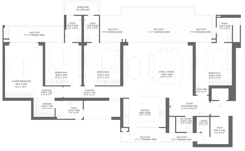 4 BHK Flat in Godrej Riverine in Sector 44, Noida - Image 920302
