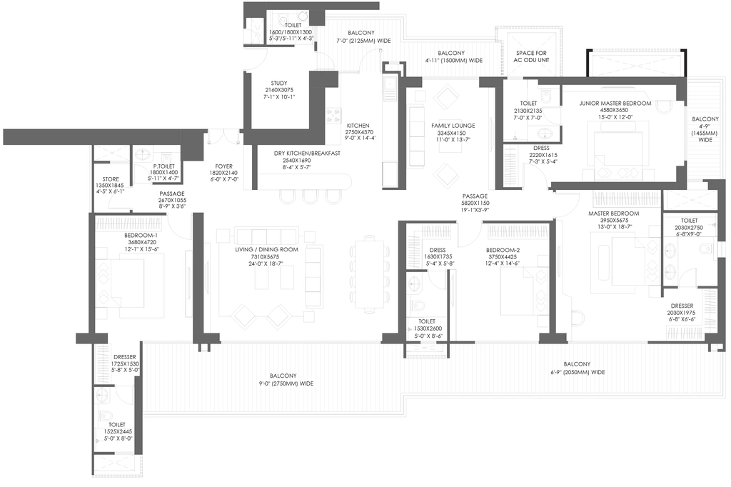 4 BHK Flat in Godrej Riverine in Sector 44, Noida - Image 920304