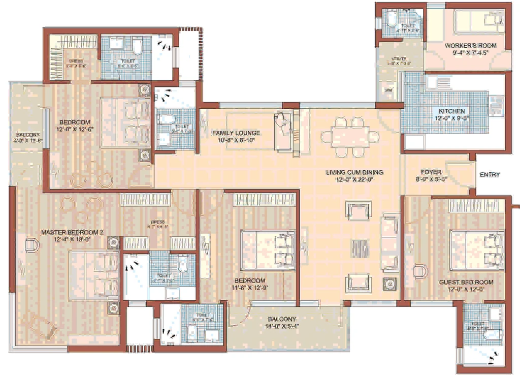 4 BHK Builder Floor in Jaypee Greens Kasa Isles in Sector 129, Noida - Image 920333