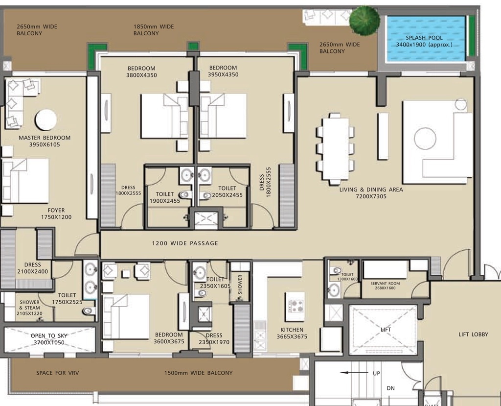 3 BHK Flat in H & S Page Three Residences in Jaypee Greens, Greater Noida - Image 920370