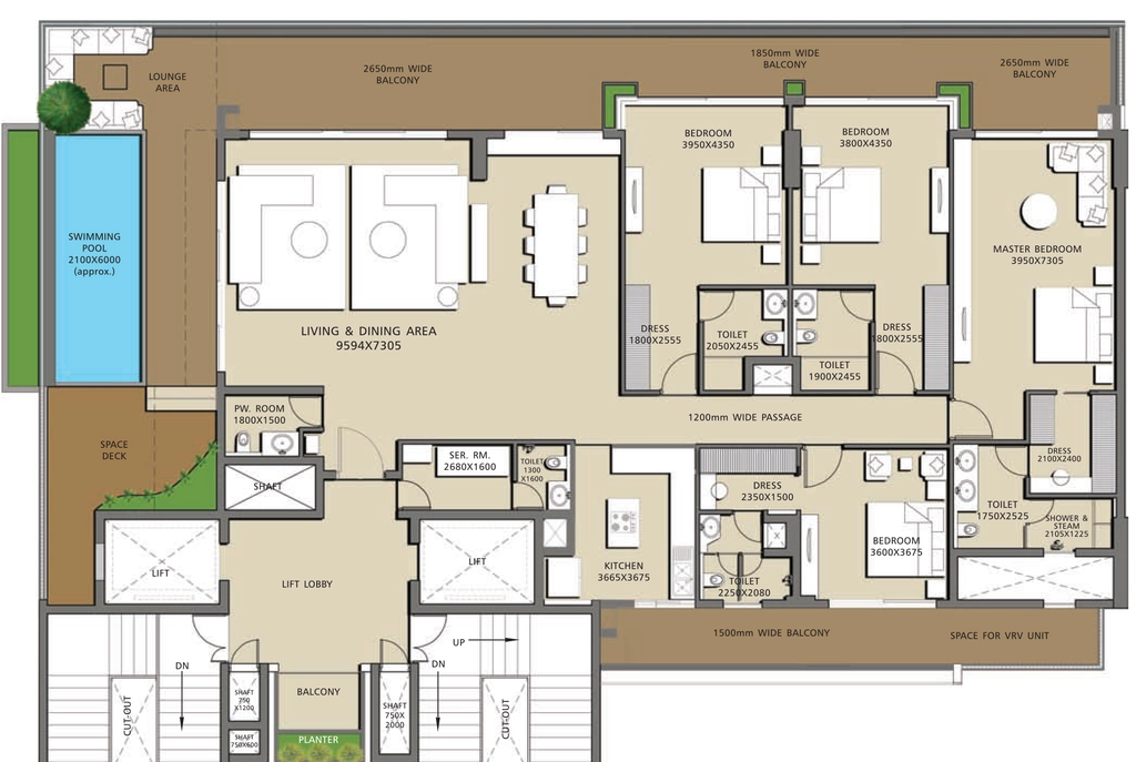4 BHK Flat in H & S Page Three Residences in Jaypee Greens, Greater Noida - Image 920374