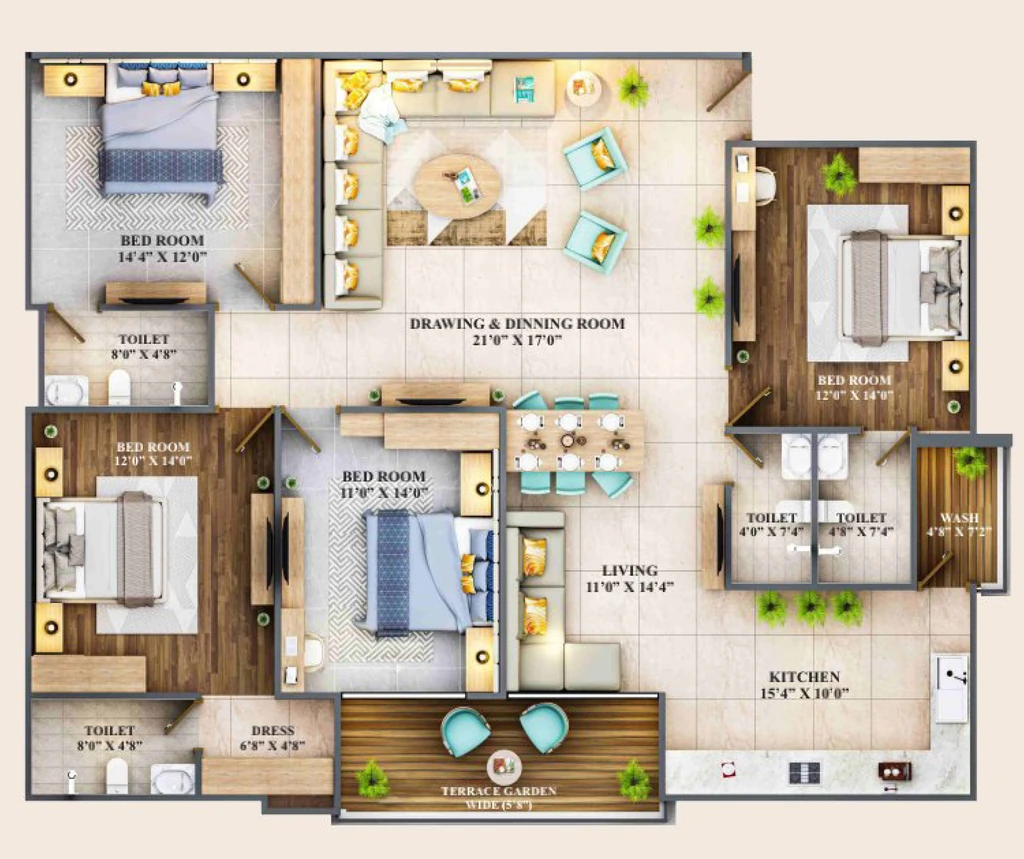 4 BHK Flat in Dream Height in Bawadiya Kalan, Bhopal - Image 920515