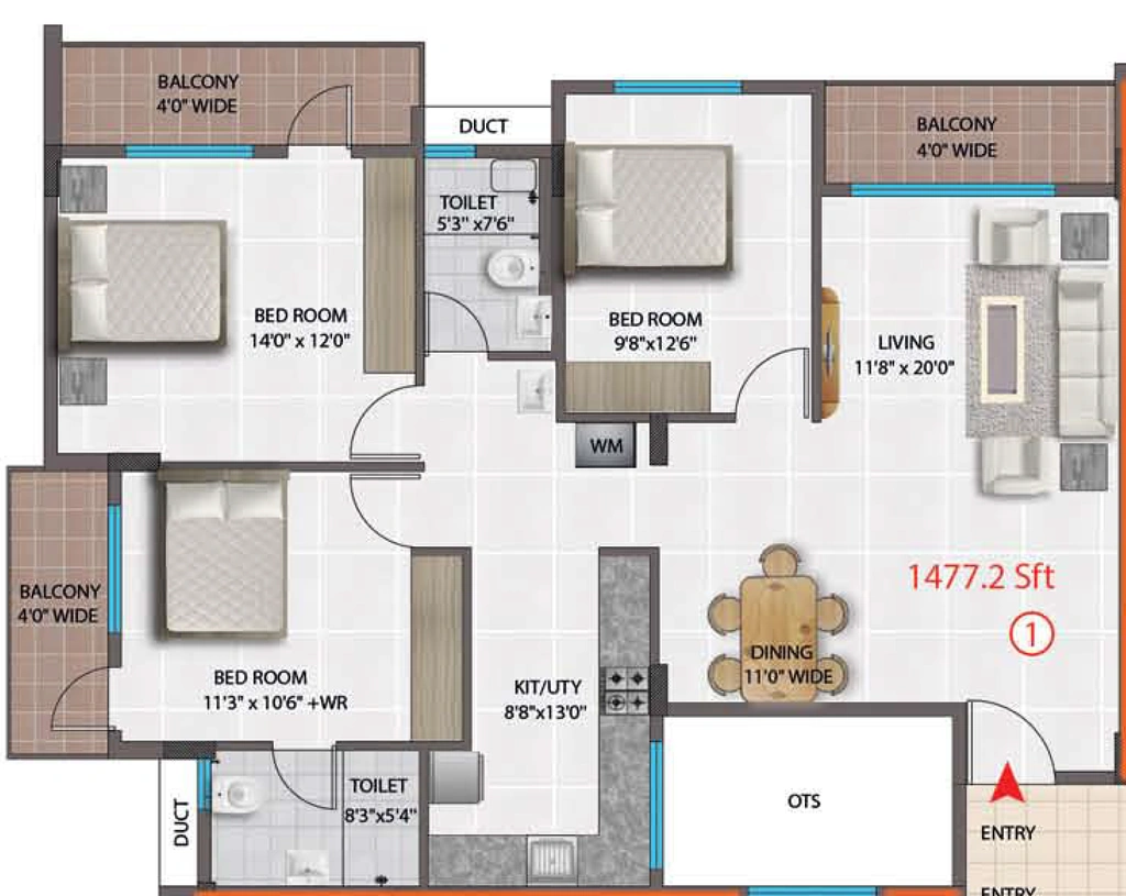 3 BHK Flat in Adithya Brindha Residency in Bellandur, Bangalore - Image 920442