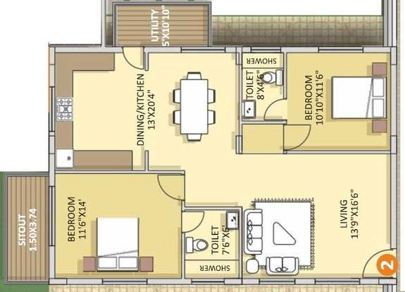 2 BHK Flat in Lendee Sentosa in Bellandur, Bangalore - Image 920427
