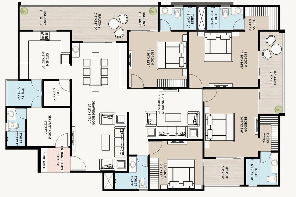 4.5 BHK Flat in Agrawal Sagar Elite 2 in Bawadiya Kalan, Bhopal - Image 920499