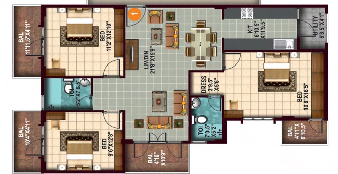 3 BHK Flat in SLS Springs in HSR Layout, Bangalore - Image 920459