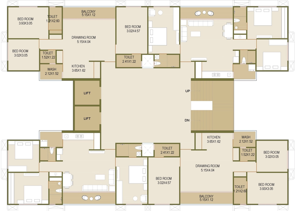 Floor Plan of Yug Vincitore Rivera in Vastral, Ahmedabad - Image 408492