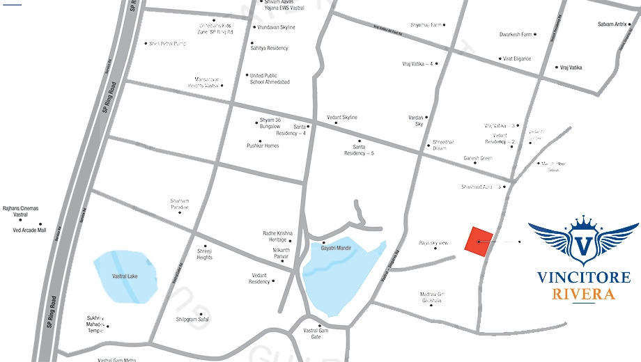 Location of Yug Vincitore Rivera in Vastral, Ahmedabad - Image 408490