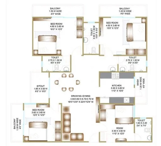 4 BHK Flat in Aakar Canal Kinship in Bawadiya Kalan, Bhopal - Image 920479
