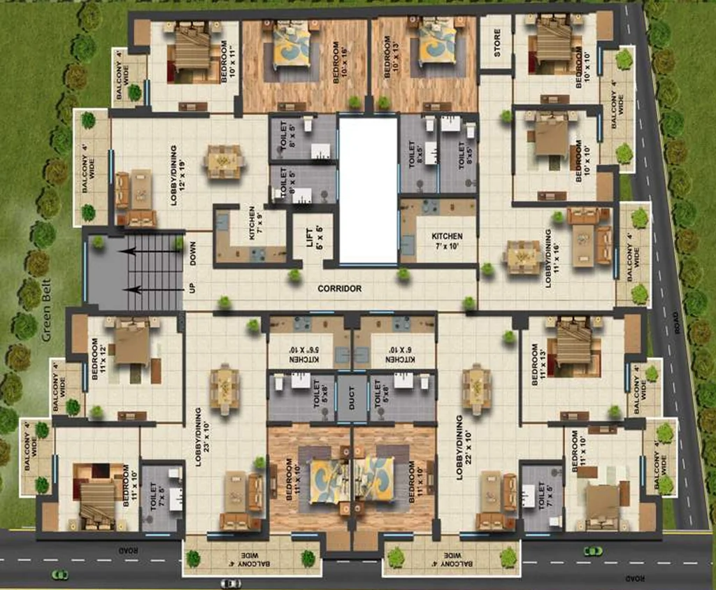 Floor Plan of Resizone Krishna Arcade in Sector 121, Noida - Image 408512