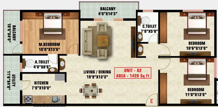 3 BHK Flat in Unitech Blossoms in Bellandur, Bangalore - Image 920465