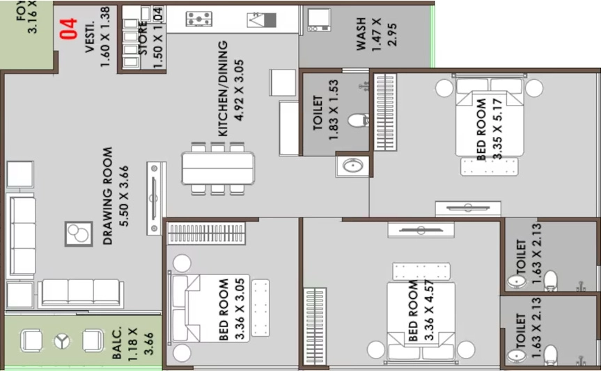 3 BHK Flat in Radhe Hilltown Harmony in Nikol, Ahmedabad - Image 920481