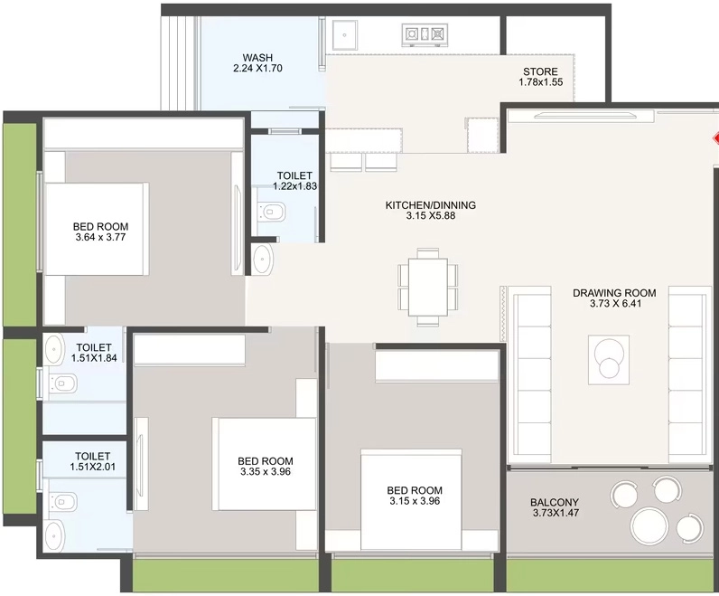 3 BHK Flat in Satvaraj Satva Prime in Vastral, Ahmedabad - Image 920508